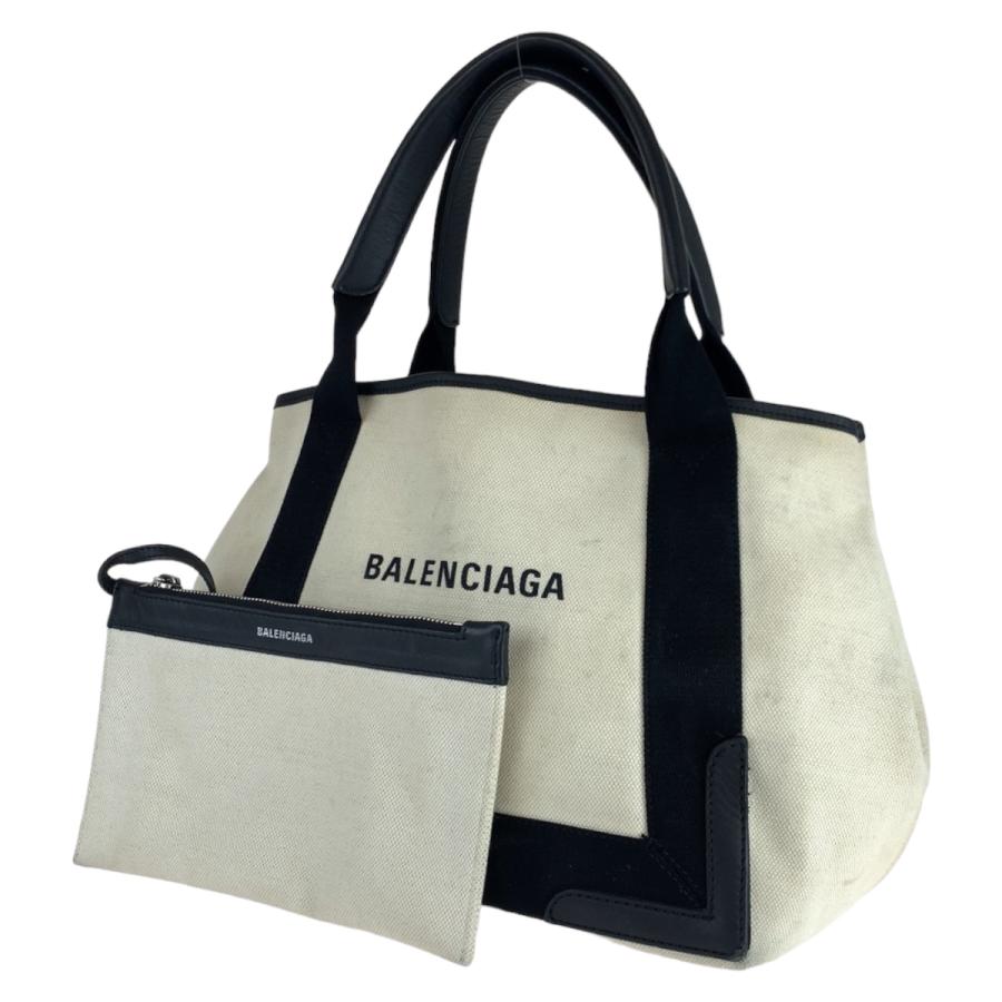 BALENCIAGA バレンシアガ ネイビーカバ ホワイト 白 ブラック 黒 シルバー金具 キャンバス ハンドバッグ トートバッグ レディース 403356｜loopinc2019ys｜10