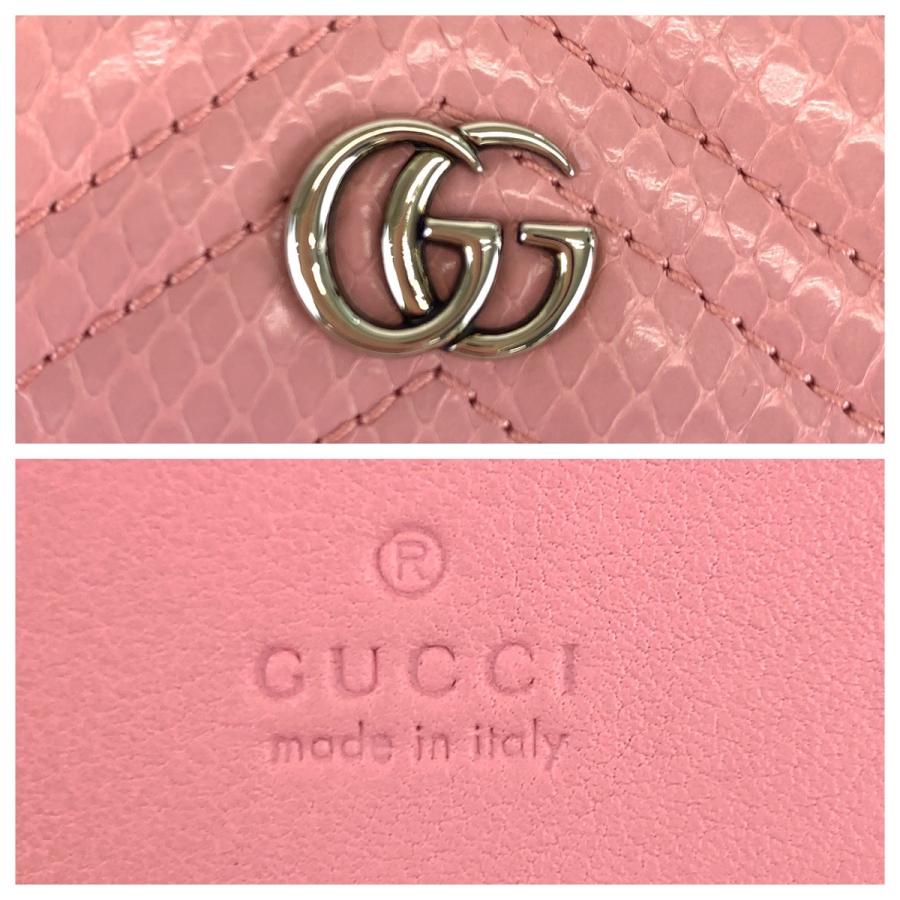 GUCCI（グッチ） 美品 GGマーモント ピンク シルバー金具 パイソン