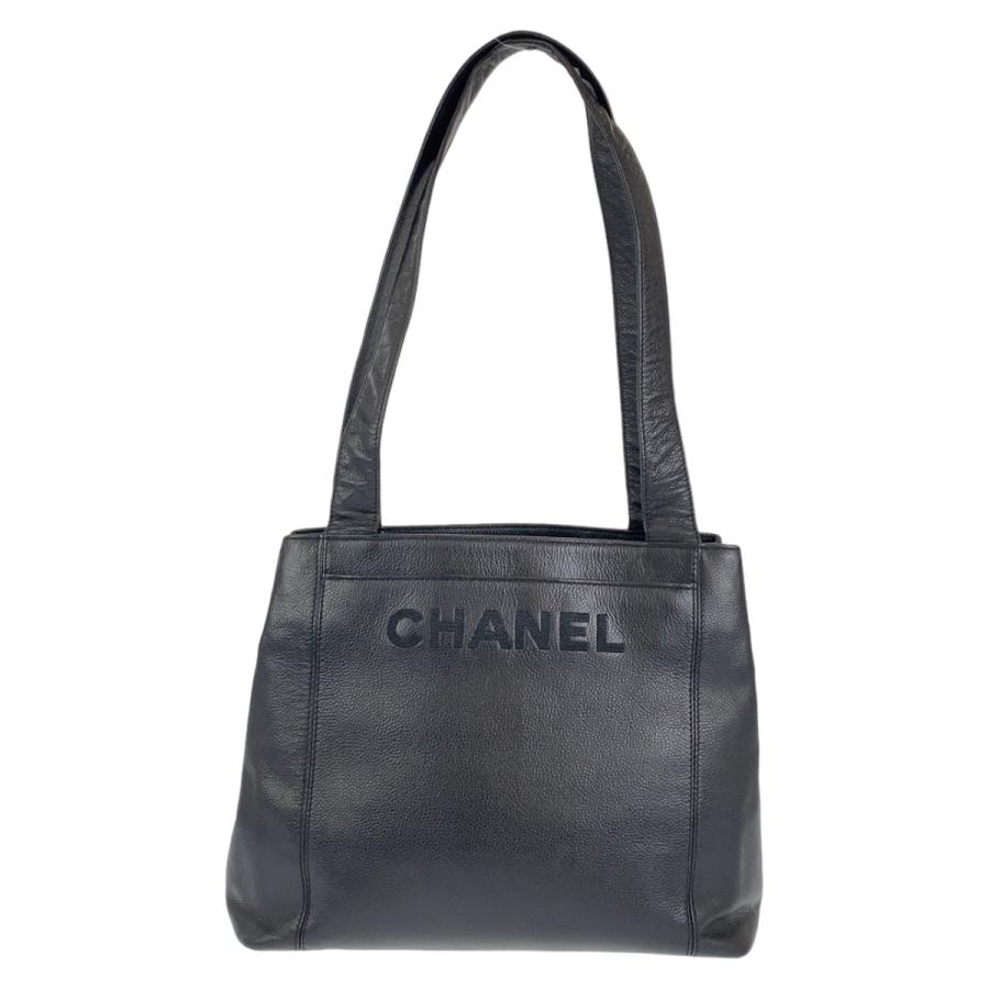 CHANEL（シャネル） ロゴ刺繍 ブラック 黒 ゴールド金具 キャビア