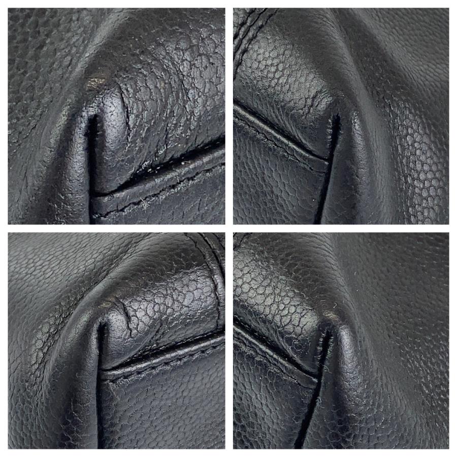 美品❤︎シャネル　トートバッグ　ロゴ　刺繍　ゴールド金具　キャビアスキン　ブラック 美品○シャネル トートバッグ ロゴ 刺繍 ゴールド金具 キャビア