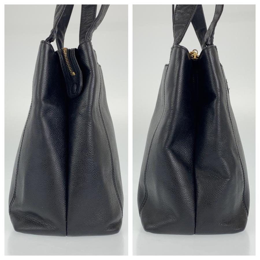 美品❤︎シャネル　トートバッグ　ロゴ　刺繍　ゴールド金具　キャビアスキン　ブラック 楽天市場】【中古】シャネル キャビアスキン ロゴ 刺繍 トート