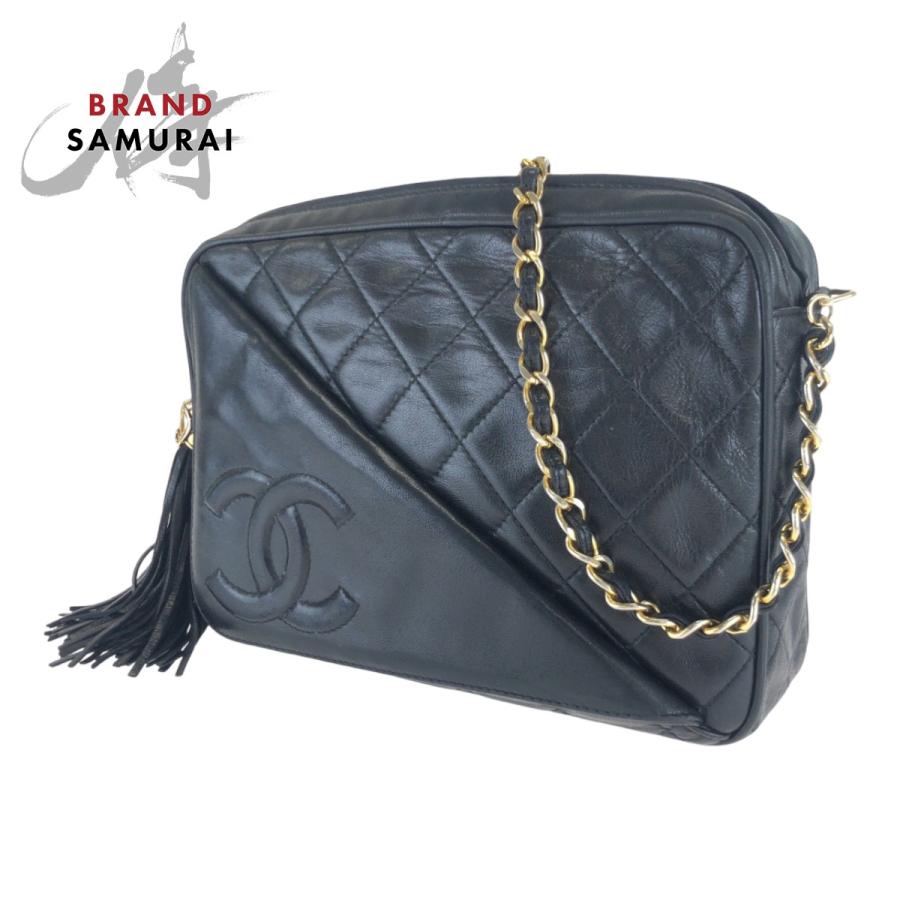 CHANEL 美品 シャネル ヴィンテージ マトラッセ ココマーク ブラック 
