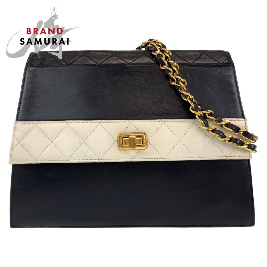 CHANEL シャネル ヴィンテージ マトラッセ 2.55 ポーチ付き ネイビー  