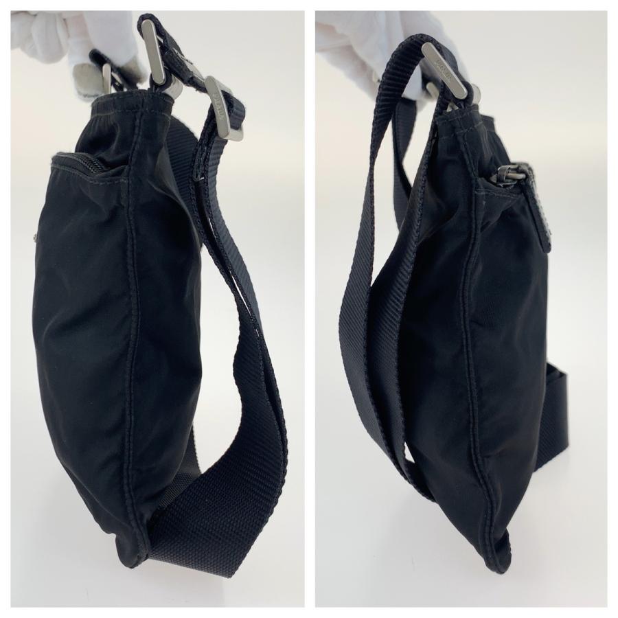 美品✨プラダ ショルダーバッグ 三角ロゴプレート テスートナイロン レザー 黒 PRADA 美品 プラダ 三角ロゴプレート テスート 男女兼用