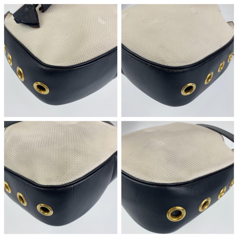 YVES SAINT LAURENT イヴ サンローラン ヴィンテージ YSL ホワイト ネイビー PVC/レザー 巾着 斜め掛け ショルダーバッグ 404126 | Yves Saint Laurent | 02