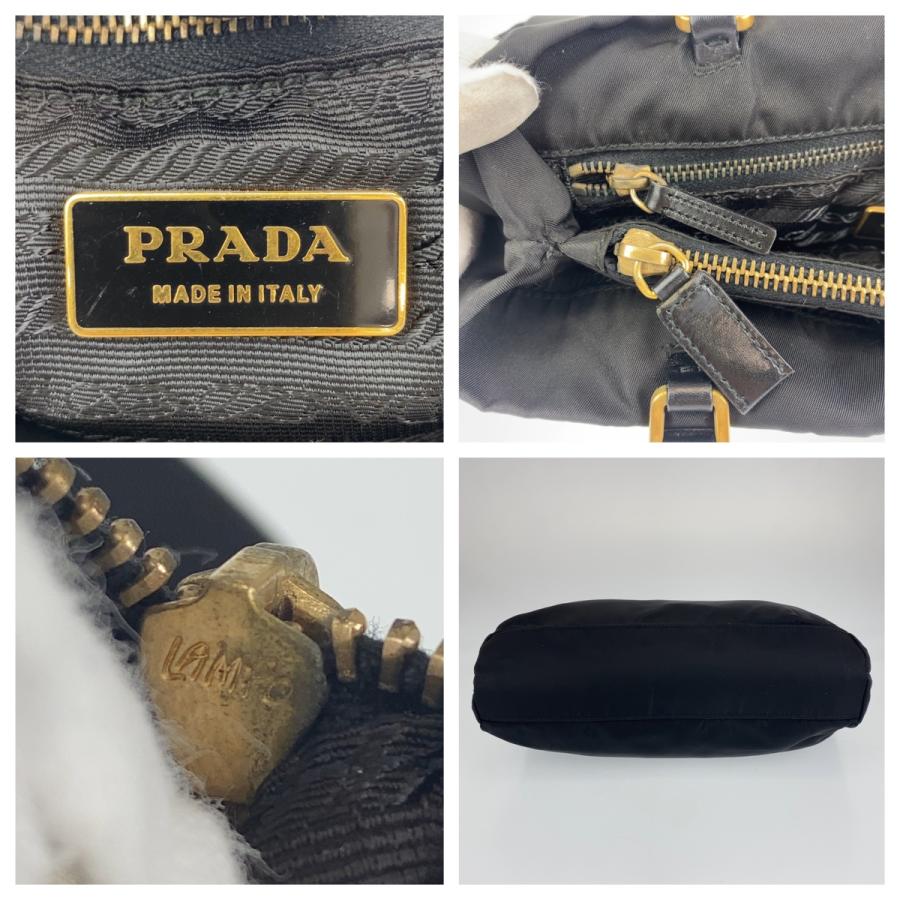 PRADA プラダ 三角ロゴプレート ブラック 黒 ゴールド金具 ナイロン 