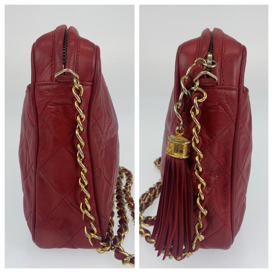 シャネル チェーンショルダーバッグ マトラッセ デカココマーク レッド CHANEL（シャネル） ヴィンテージ マトラッセ ココマーク タッセル