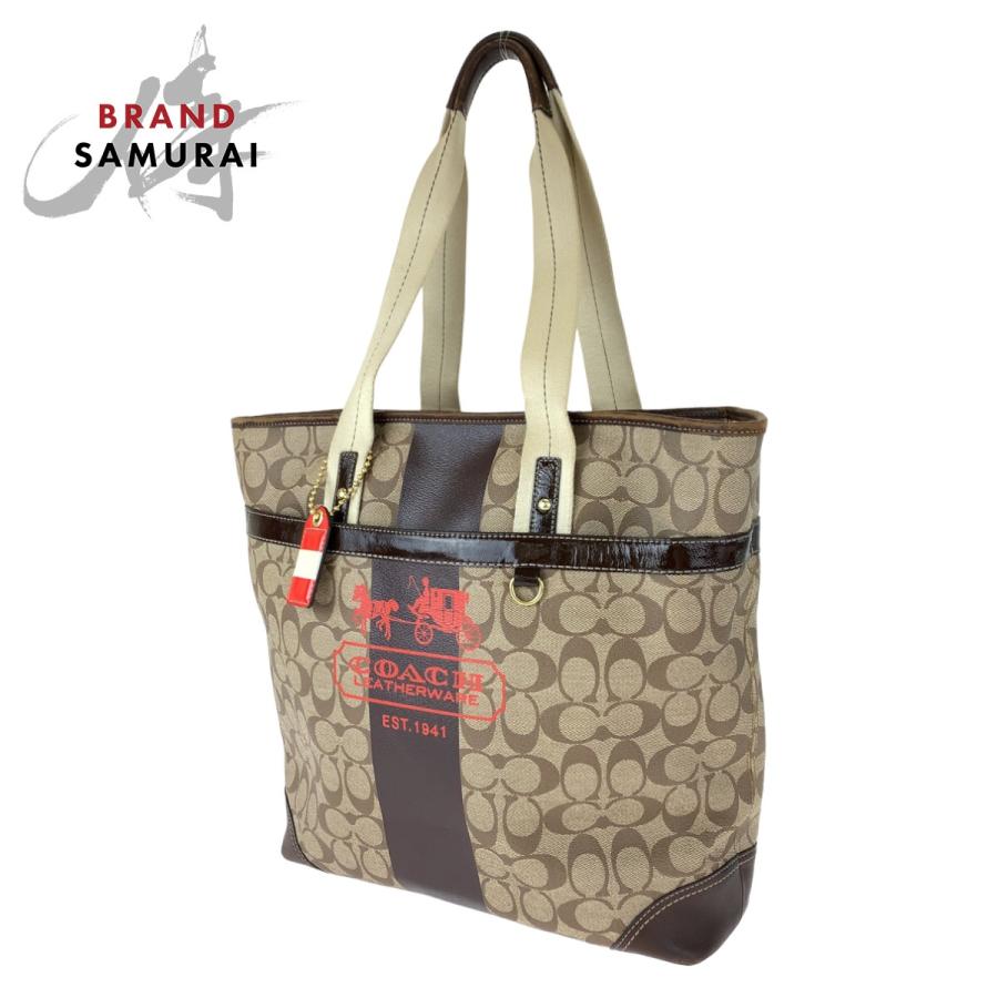 COACH（コーチ） シグネチャー ヘリテージ ストライプ ブラウン 茶