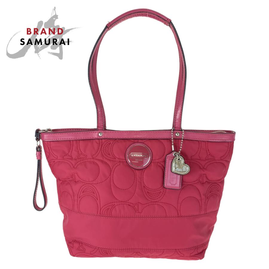 COACH（コーチ） 美品 シグネチャー ステッチ ストライプ ピンク