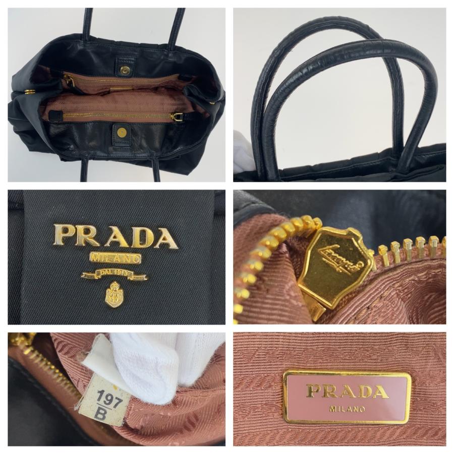 PRADA（プラダ） 美品 テスート リボントート ブラック 黒 ゴールド 