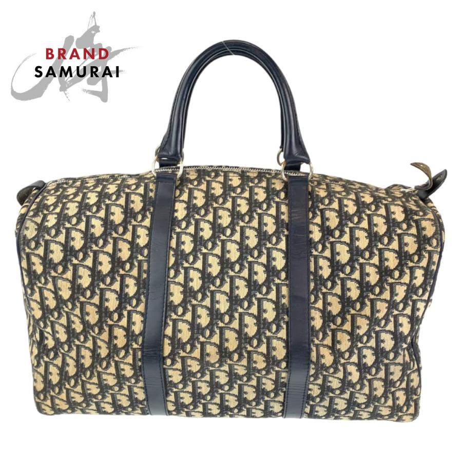 Dior ディオール トロッター ネイビー ベージュ キャンバス ボストン