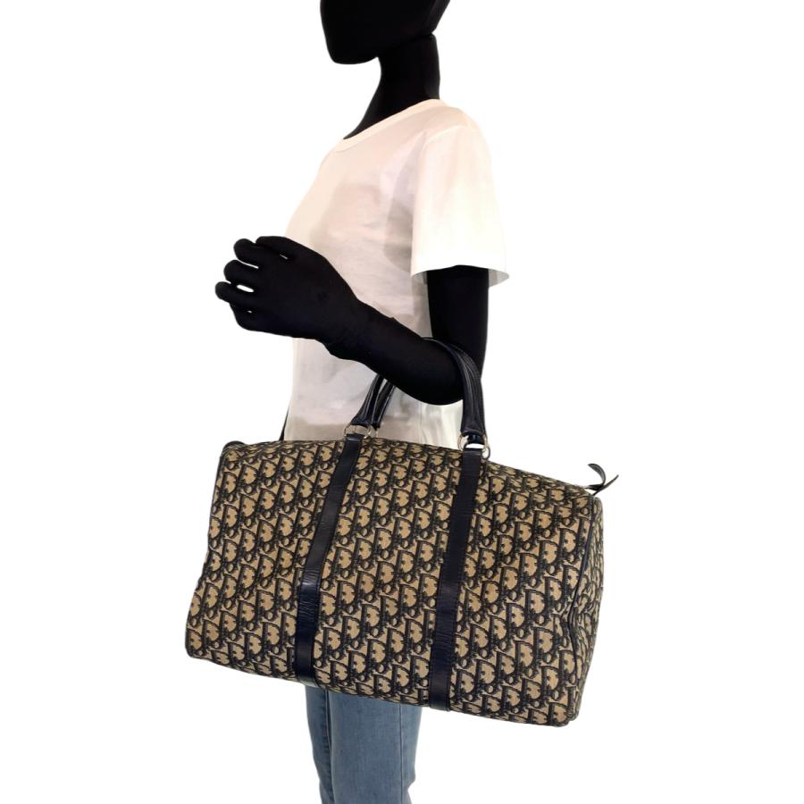 Dior ディオール トロッター ネイビー ベージュ キャンバス ボストン