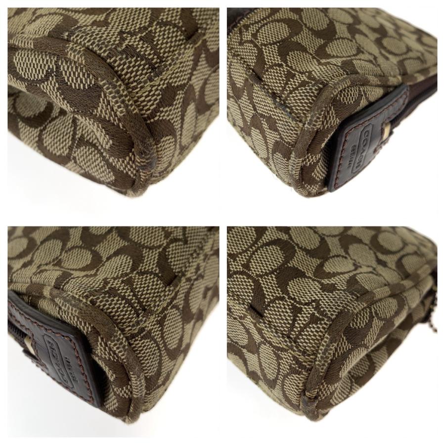 美品 COACH コーチ ミニシグネチャー ブラウン 茶 キャンバス/エナメル ポーチ 化粧ポーチ 小物入れ レディース 404504 | COACH | 02