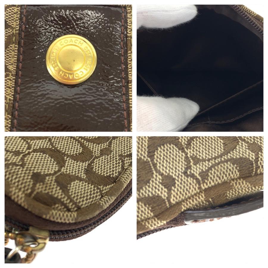 美品 COACH コーチ ミニシグネチャー ブラウン 茶 キャンバス/エナメル ポーチ 化粧ポーチ 小物入れ レディース 404504 | COACH | 03