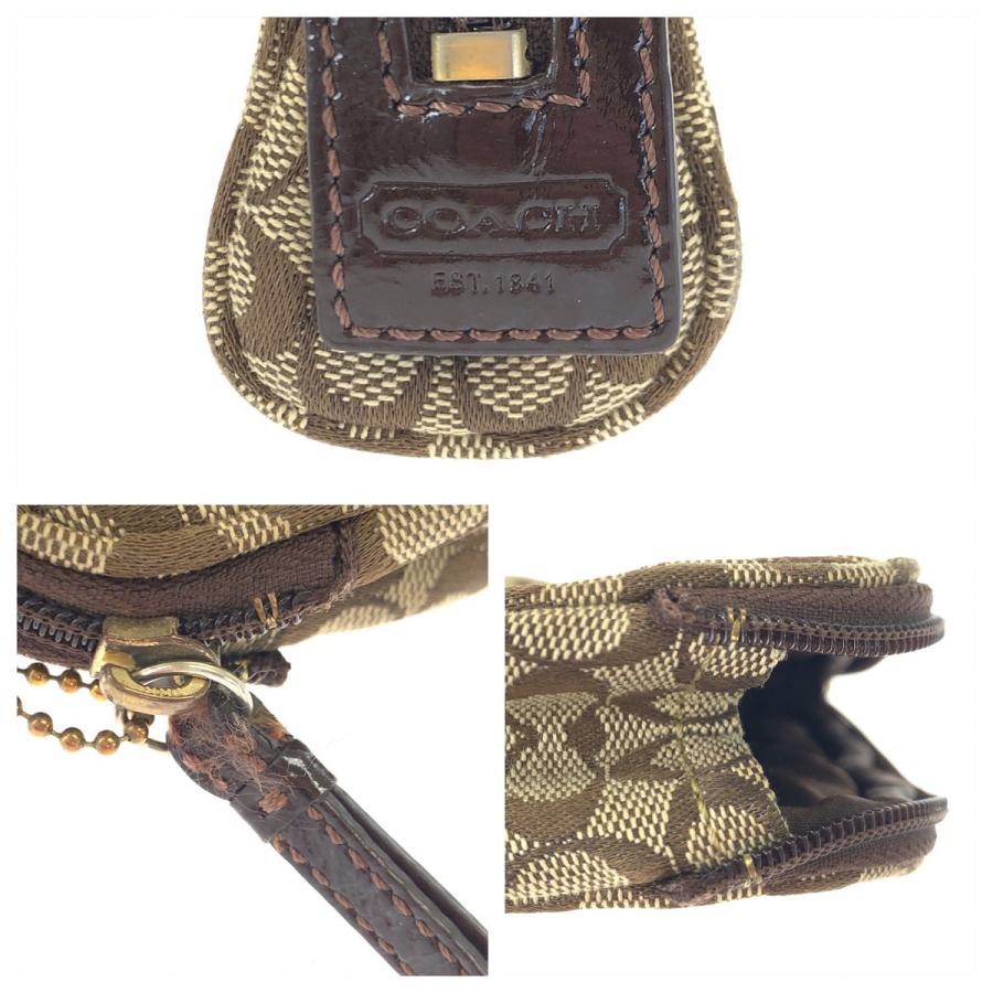 美品 COACH コーチ ミニシグネチャー ブラウン 茶 キャンバス/エナメル ポーチ 化粧ポーチ 小物入れ レディース 404504 | COACH | 04
