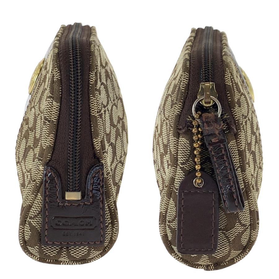 美品 COACH コーチ ミニシグネチャー ブラウン 茶 キャンバス/エナメル ポーチ 化粧ポーチ 小物入れ レディース 404504 | COACH | 05