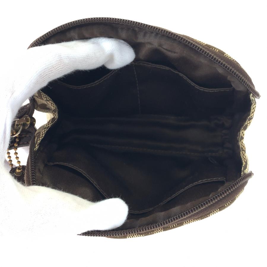 美品 COACH コーチ ミニシグネチャー ブラウン 茶 キャンバス/エナメル ポーチ 化粧ポーチ 小物入れ レディース 404504 | COACH | 06