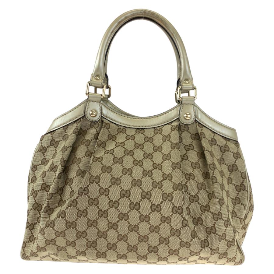 GUCCI グッチ スーキー GGキャンバス レザー ブラウン ハンドバッグ GUCCI（グッチ） 美品 スーキー ブラウン GGキャンバス/レザー 211944