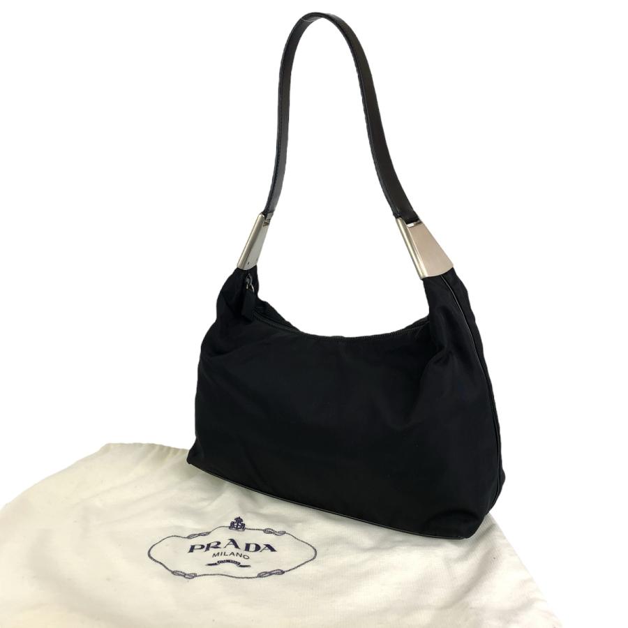 ✴︎美品✴︎プラダ　ハンドバッグ　テスートナイロン　レザー　シルバー金具　ブラック PRADA プラダ テスート ブラック 黒 シルバー金具 ナイロン