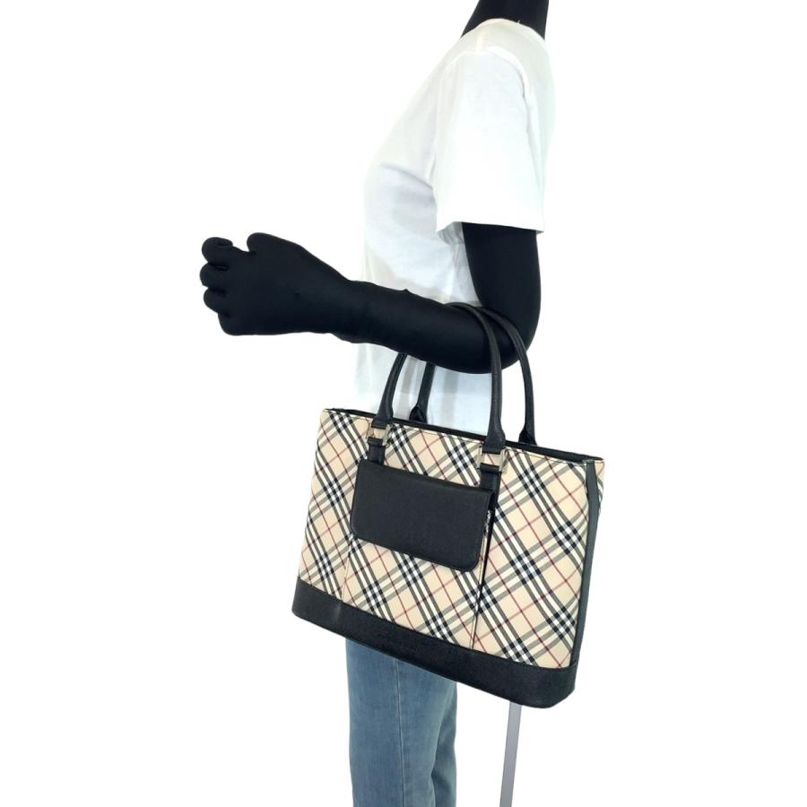 バーバリー ノバチェック ビジネスバッグ レザー ブラック BURBERRY（バーバリー） 美品 ノバチェック ベージュ ブラック 黒