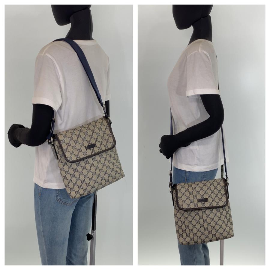 GUCCI（グッチ） 美品 GGスプリーム 男女兼用 ネイビー 紺 ブラウン