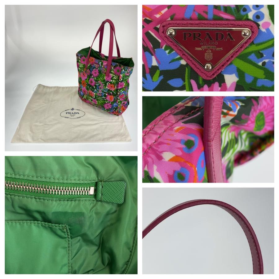 PRADA 美品 プラダ テスート ピンク 桃色 マルチカラー ナイロン