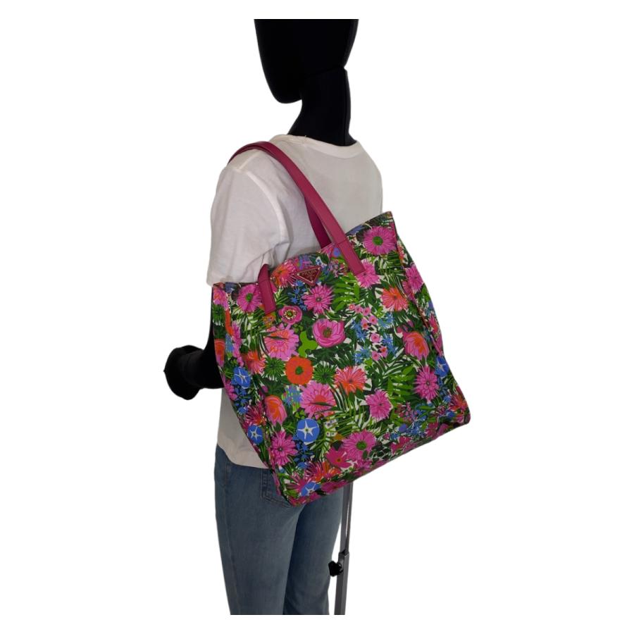PRADA 美品 プラダ テスート ピンク 桃色 マルチカラー ナイロン