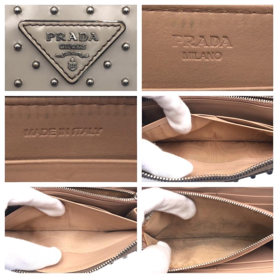 PRADA（プラダ） スタッズ グレー シルバー金具 レザー 1M0506 長財布 