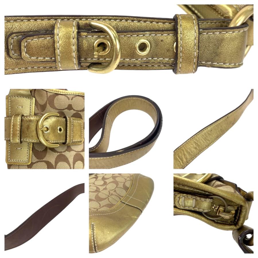 COACH コーチ シグネチャー ベージュ ゴールド キャンバス/レザー 7090 ショルダーバック ポシェット 斜め掛け可能 レディース 404698 | COACH | 04