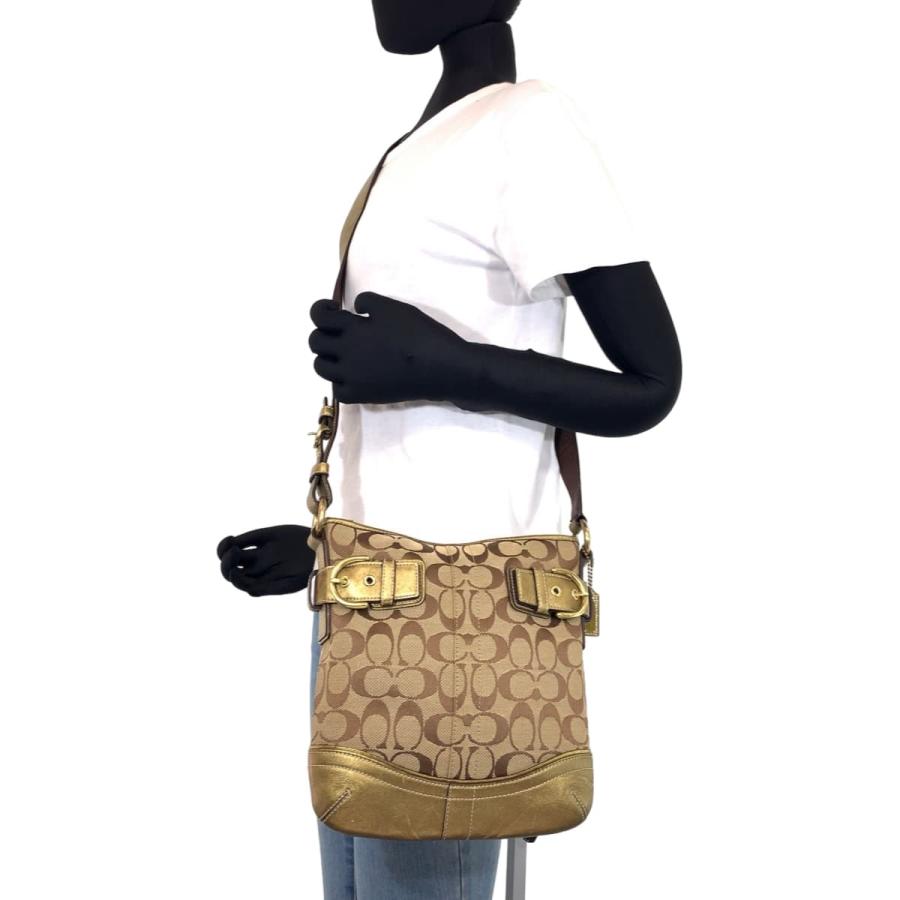 COACH コーチ シグネチャー ベージュ ゴールド キャンバス/レザー 7090 ショルダーバック ポシェット 斜め掛け可能 レディース 404698 | COACH | 05