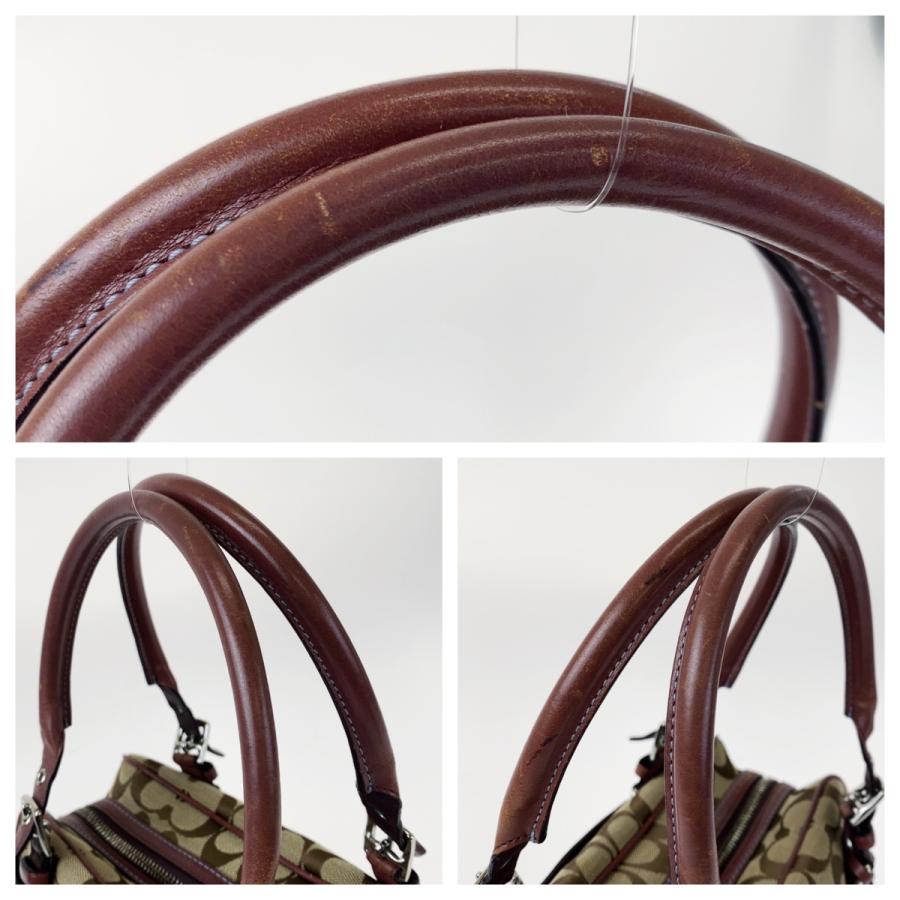 COACH（コーチ） シグネチャー ブラウン 茶 ピンク シルバー金具