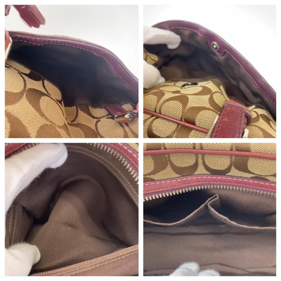 COACH（コーチ） シグネチャー ブラウン 茶 ピンク シルバー金具