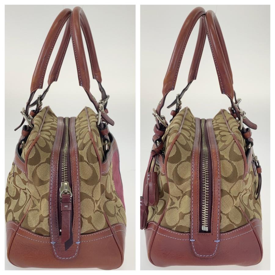 COACH（コーチ） シグネチャー ブラウン 茶 ピンク シルバー金具