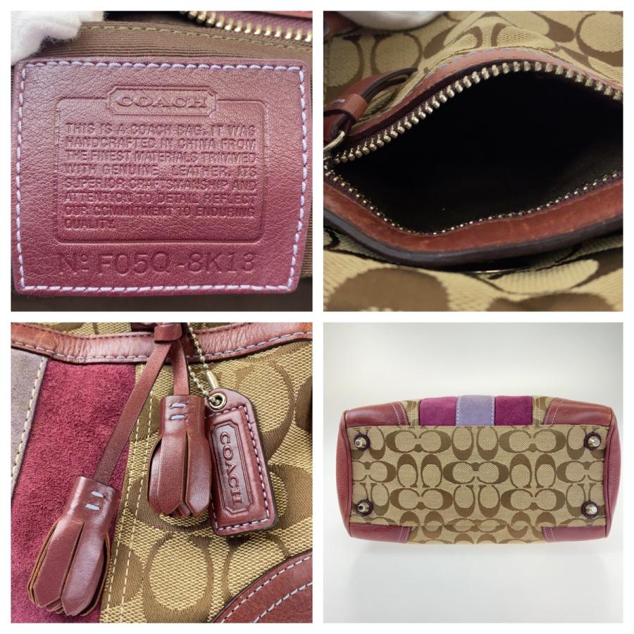 COACH（コーチ） シグネチャー ブラウン 茶 ピンク シルバー金具