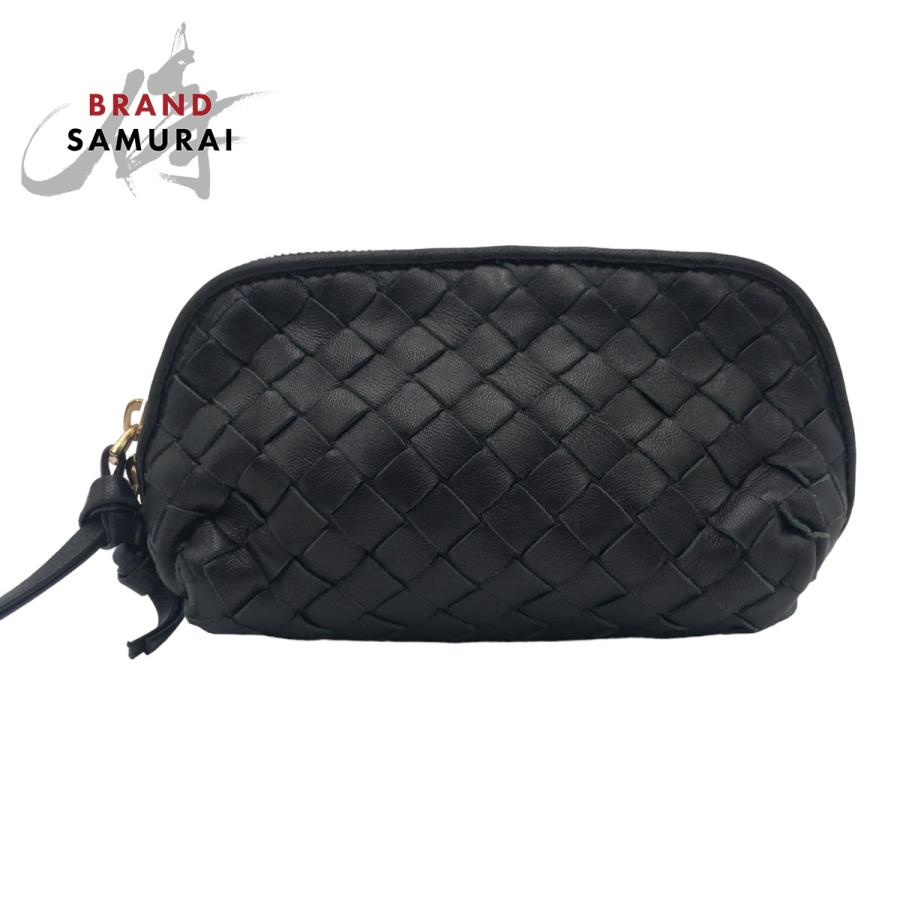 BOTTEGAVENETA ボッテガヴェネタ イントレチャート ブラック 黒 レザー 132533 ポーチ アクセサリーポーチ メイクポーチ 404789 | 