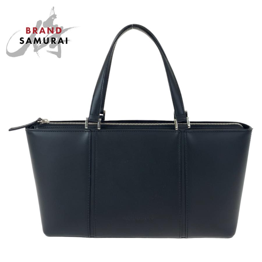 BURBERRY（バーバリー） 美品 中チェック柄 ブラック レザー トート