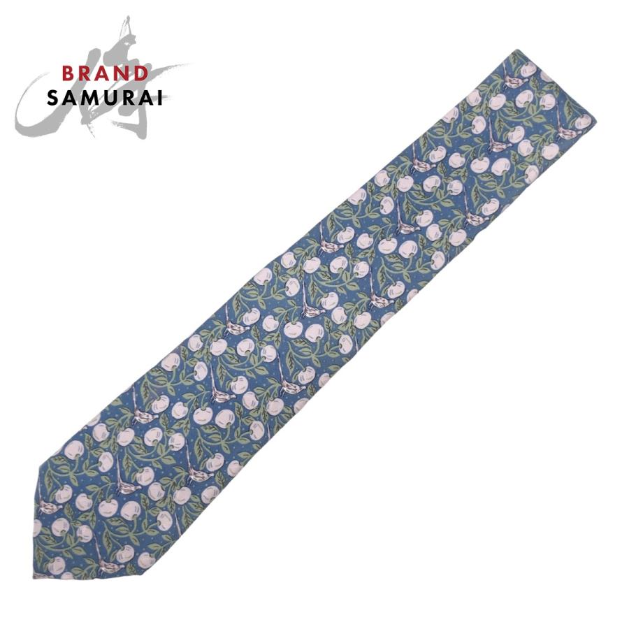 HERMES（エルメス） ボタニカル柄 ブルー ピンク グリーン シルク 7068