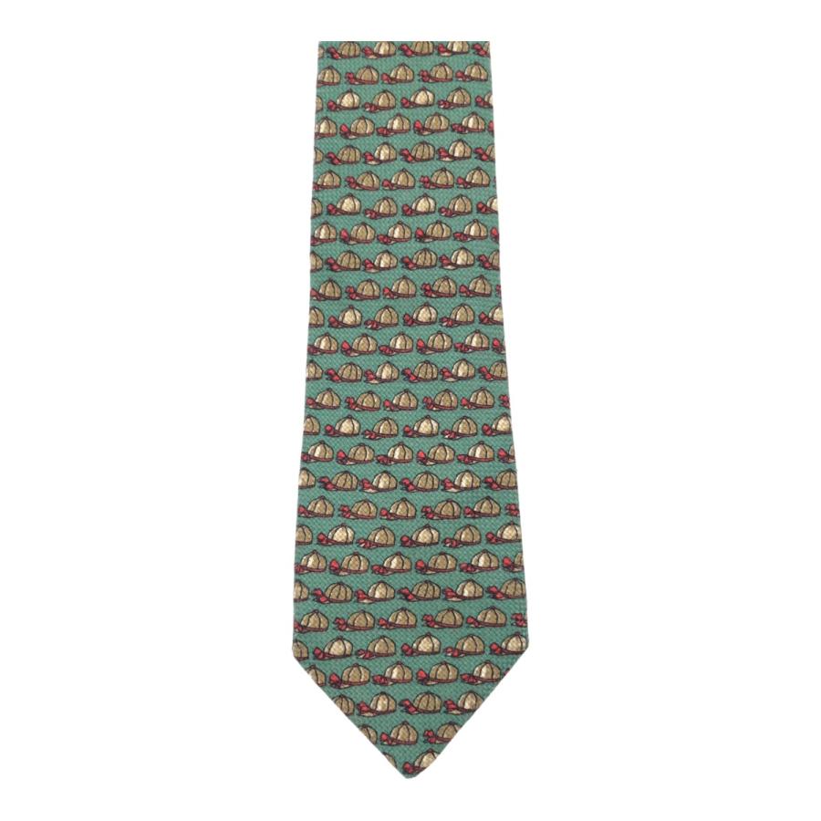 美品 HERMES エルメス 帽子柄 グリーン  シルク 684 AO ネクタイ 剣先9cm メンズ 404977 | HERMES | 03