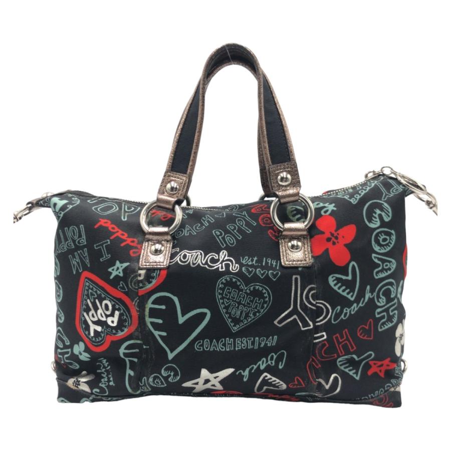 COACH 美品 コーチ ポピー グラフィティ ラクシー サッチェル ブラック 