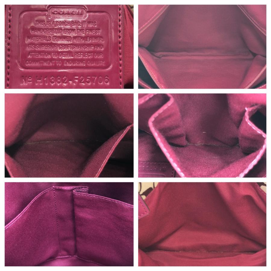 美品 COACH コーチ シグネチャー 型押し ブラウン ピンク ゴールド金具 キャンバス F25706 トートバッグ ハンドバッグ レディース 405047 | COACH | 03