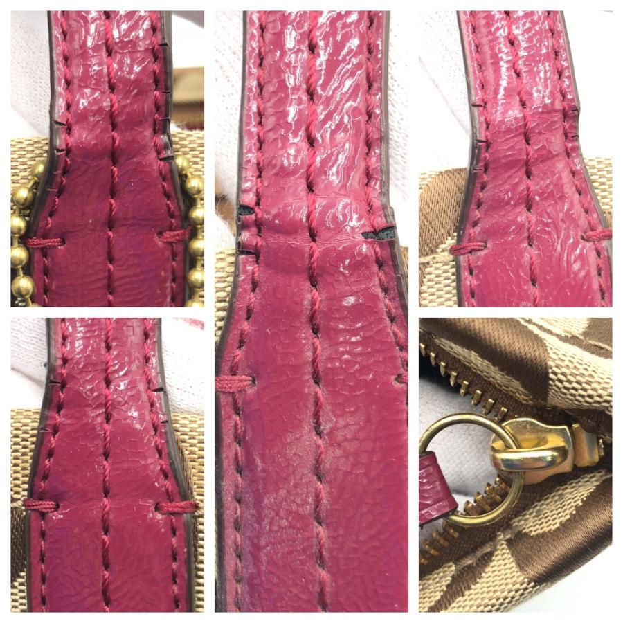 美品 COACH コーチ シグネチャー 型押し ブラウン ピンク ゴールド金具 キャンバス F25706 トートバッグ ハンドバッグ レディース 405047 | COACH | 05