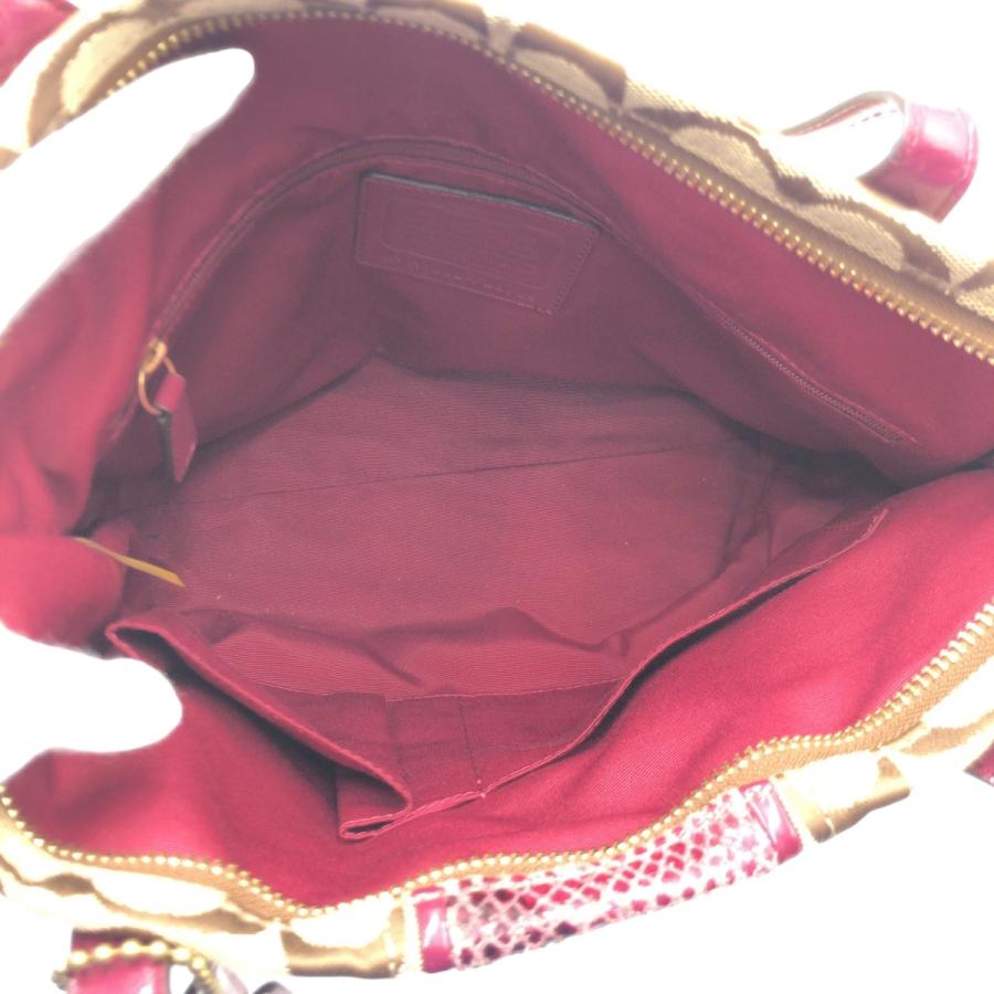 美品 COACH コーチ シグネチャー 型押し ブラウン ピンク ゴールド金具 キャンバス F25706 トートバッグ ハンドバッグ レディース 405047 | COACH | 07