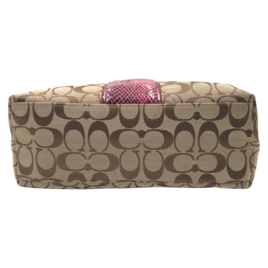 美品 COACH コーチ シグネチャー 型押し ブラウン ピンク ゴールド金具 キャンバス F25706 トートバッグ ハンドバッグ レディース 405047 | COACH | 09