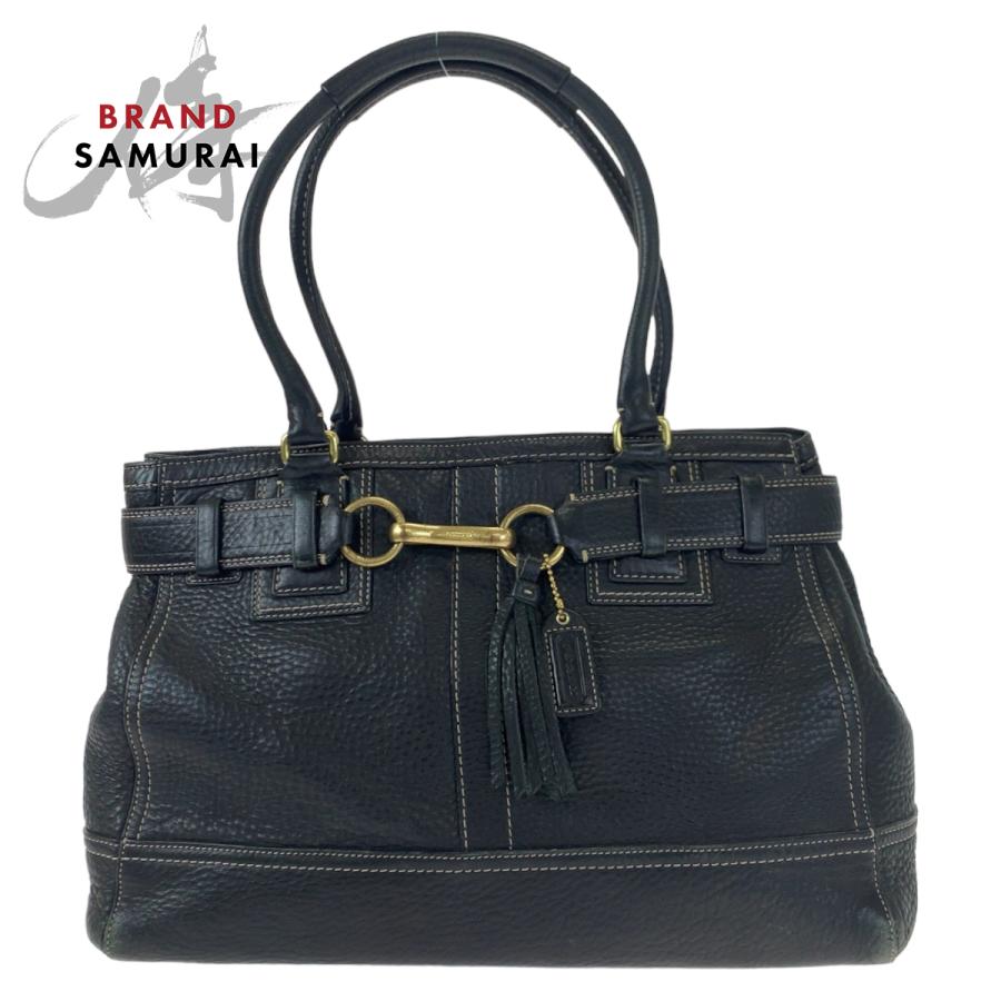 美品 COACH コーチ ブラック ゴールド金具 レザー 10213 トート 