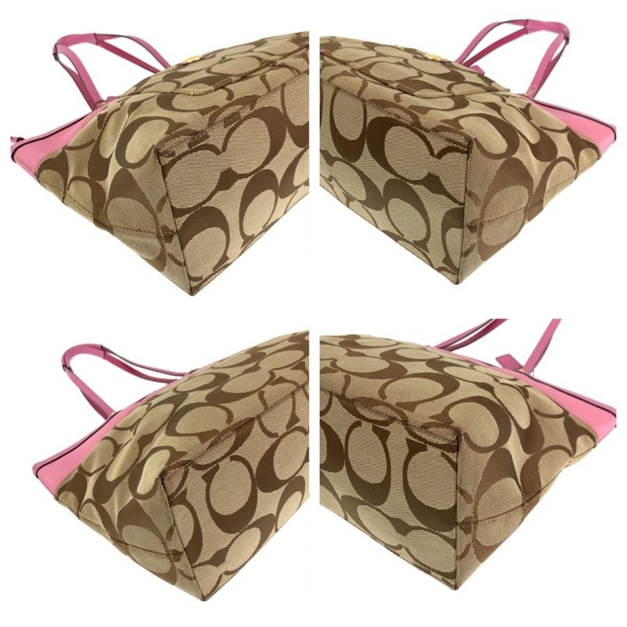 COACH コーチ シグネチャー ブラウン ピンク キャンバス 11691