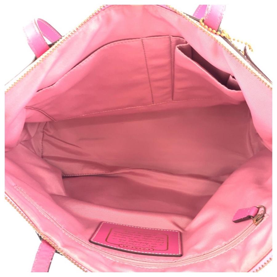 COACH（コーチ） シグネチャー ブラウン ピンク キャンバス 11691