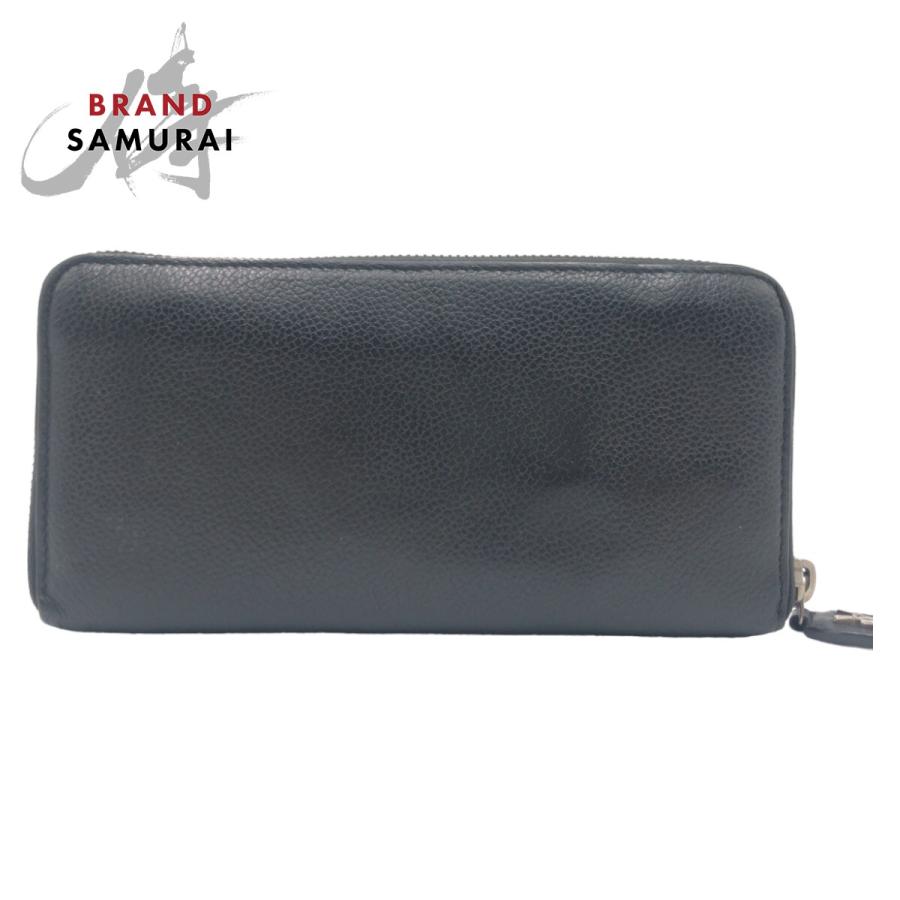SAINT LAURENT PARIS サンローランパリ  ブラック シルバー金具 レザー 414680 ラウンドファスナー 長財布 メンズ 405336 【中古】 SAINT LAURENT PARIS サンローランパリ YSL ブラック シルバー金具