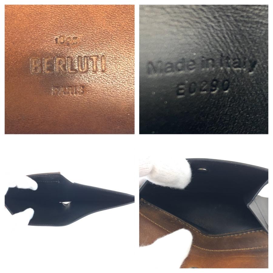 美品 Berluti ベルルッティ カリグラフィ エッセンシャルエピュール ブラウン 茶 レザー ヴェネツィアレザー 二つ折り財布 札入れ メンズ 405539 【中古】 美品 Berluti ベルルッティ カリグラフィ エッセンシャルエピュール