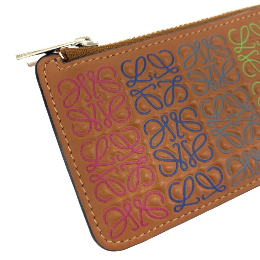 極美品 LOEWE レザー カードケース アナグラム ロゴ型押し ブラウン 茶  