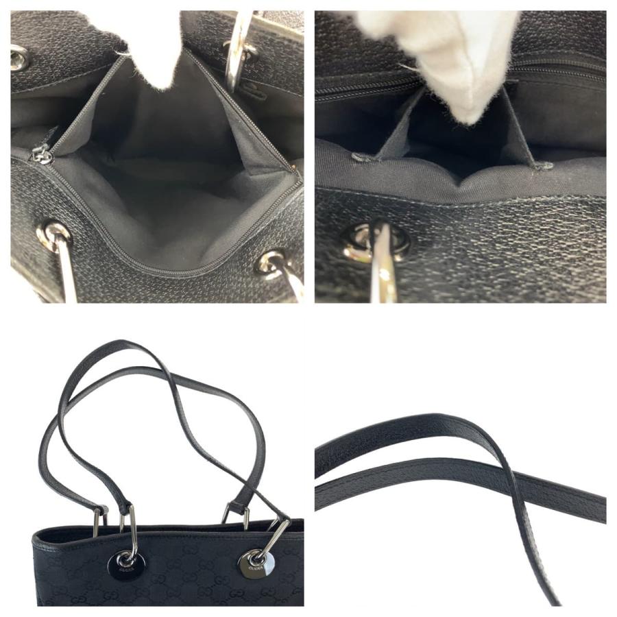 GUCCI（グッチ） 美品 ブラック シルバー金具 GGキャンバス/レザー